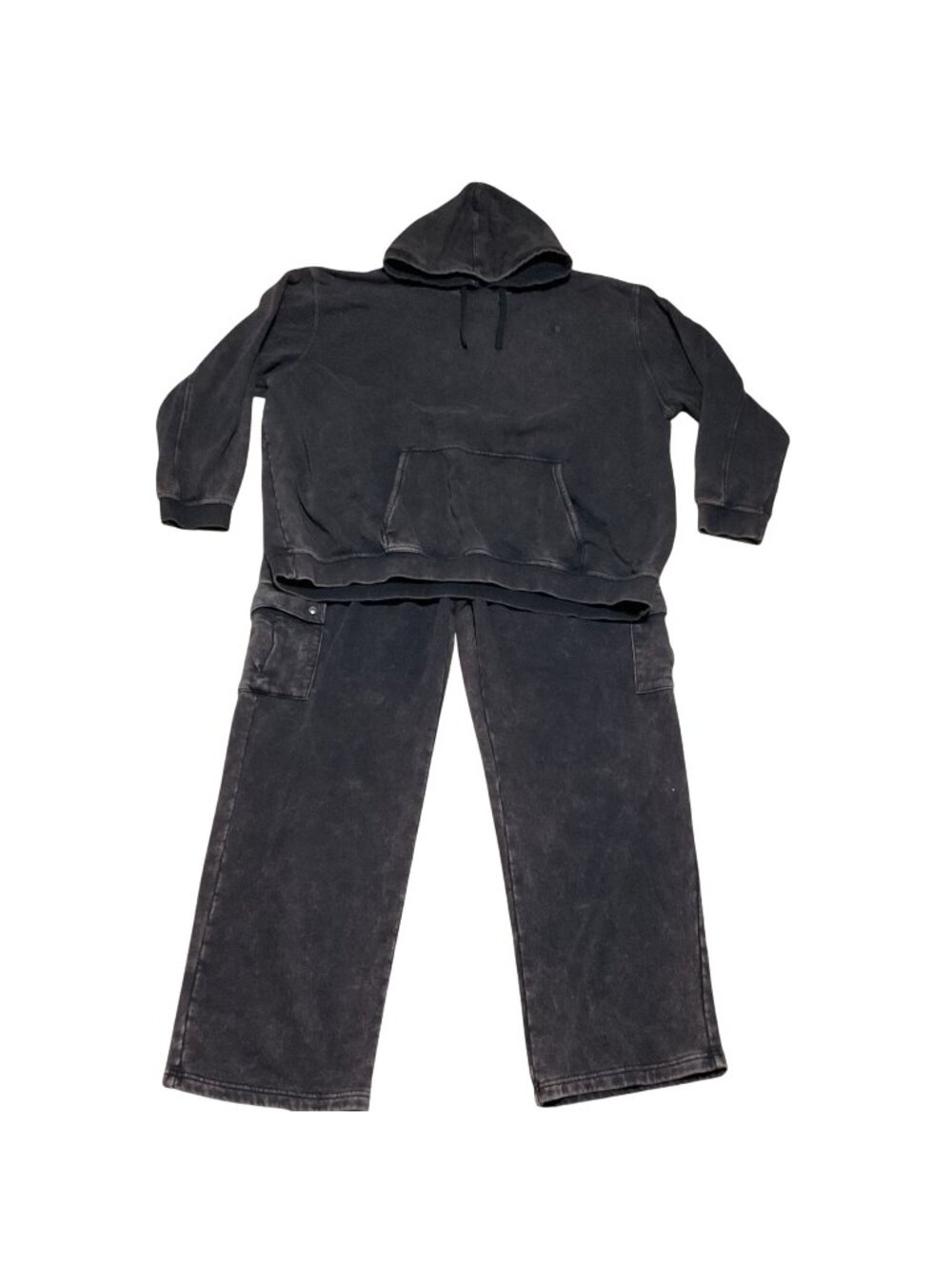 Champion Charcoal Hoodie Cargo Wide Leg Cargo Pants Set Sz 4XLT Cotton Blend Men - Picture 1 of 10